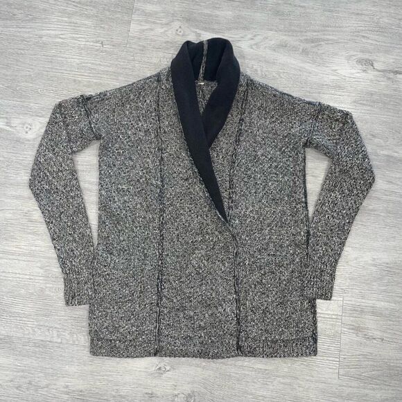 Lululemon Women’s 6? Post Practice Gray Black Cardigan Sweater Gray Knit Comfort - Picture 1 of 13